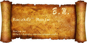 Baczkó Maxim névjegykártya